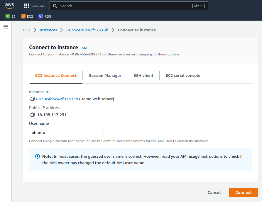 Connect to instance