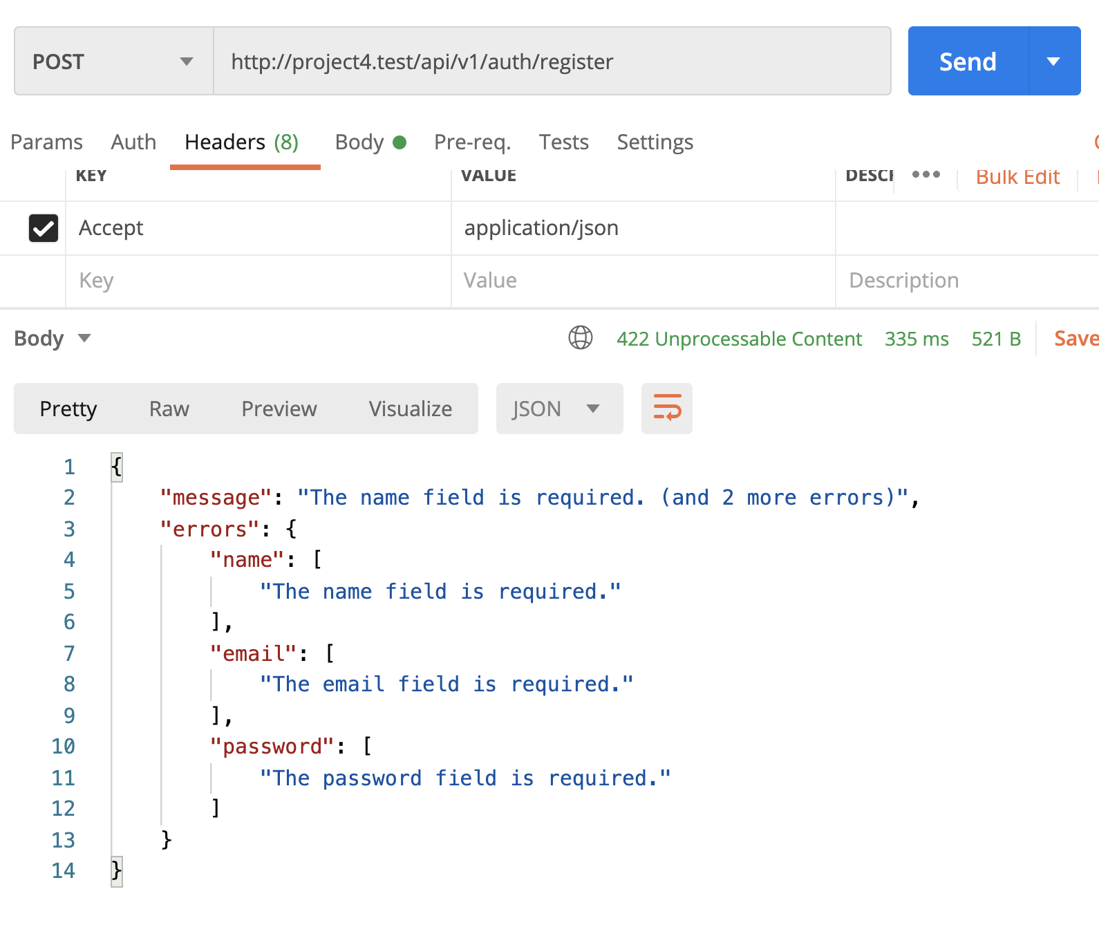Laravel API Postman