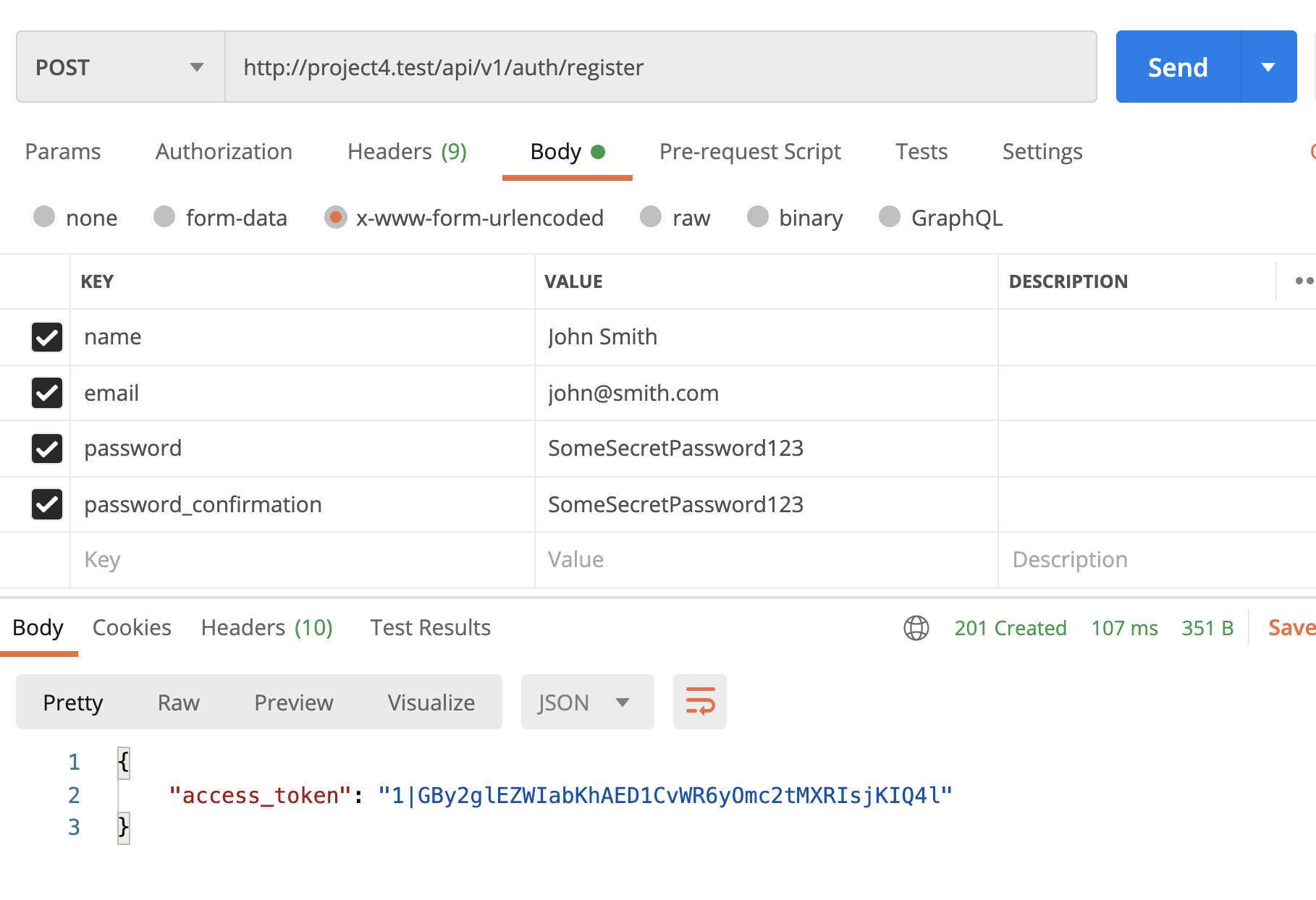 Laravel API Postman
