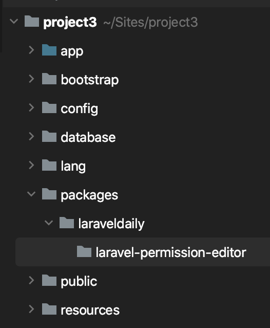 Laravel package folder