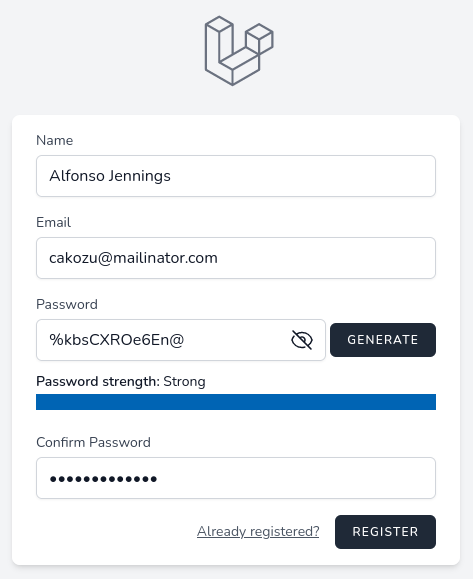 finished passwords component