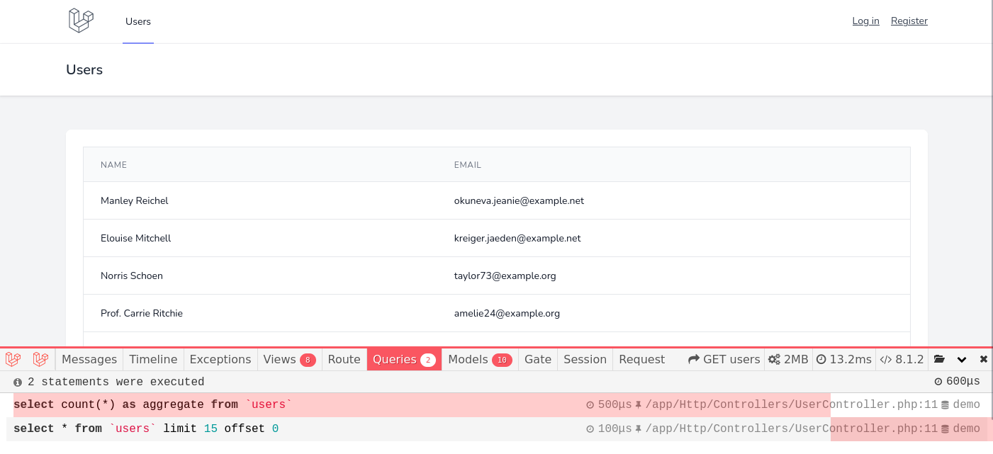 debugbar queries