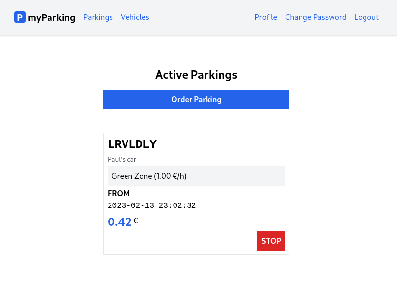 Active parking list