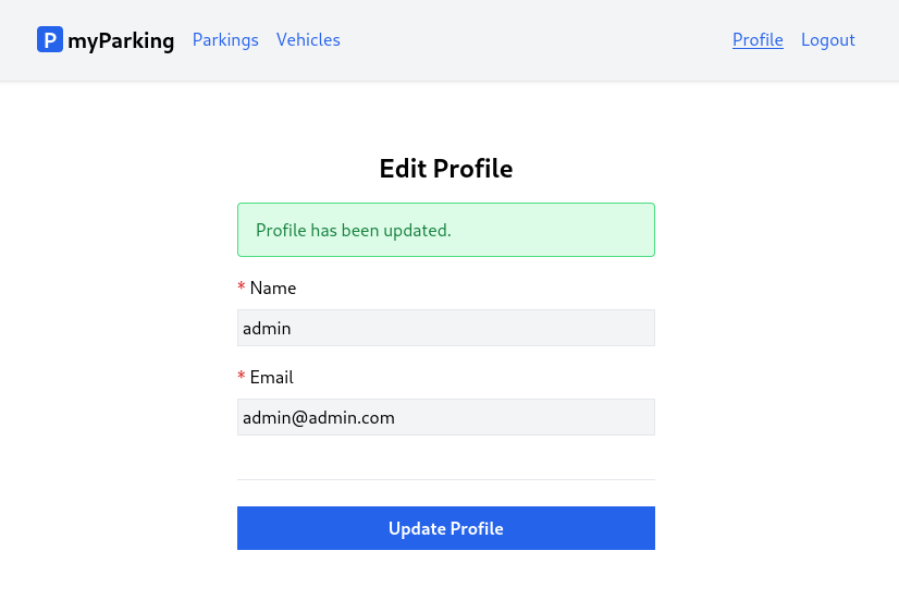 Edit profile page