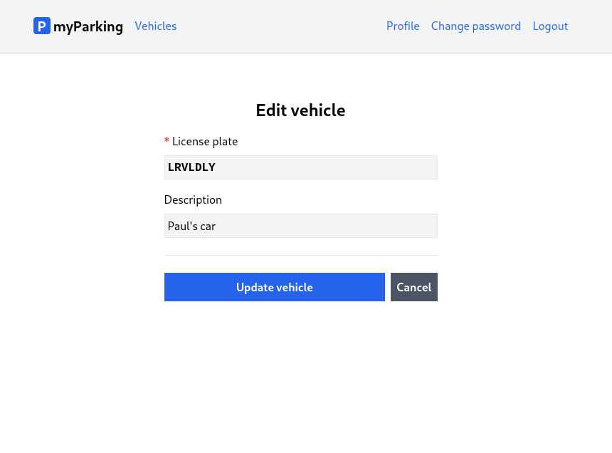 Edit vehicle