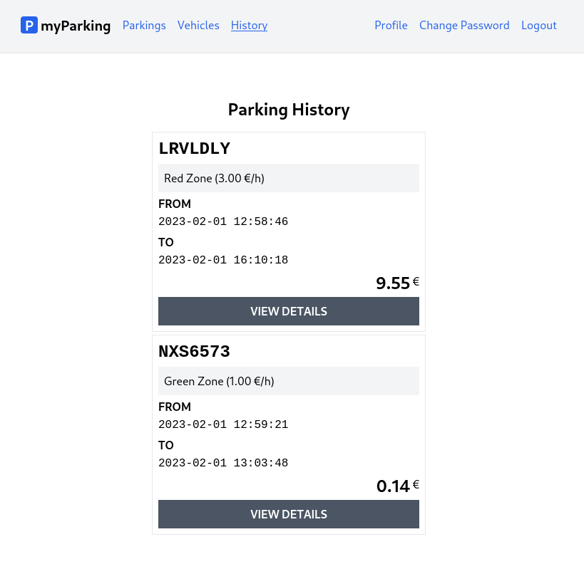 Parking history