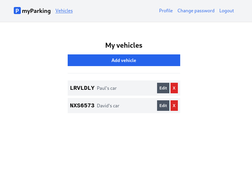 Vehicles list