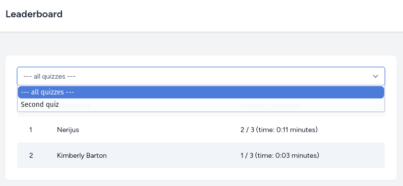 quiz select input