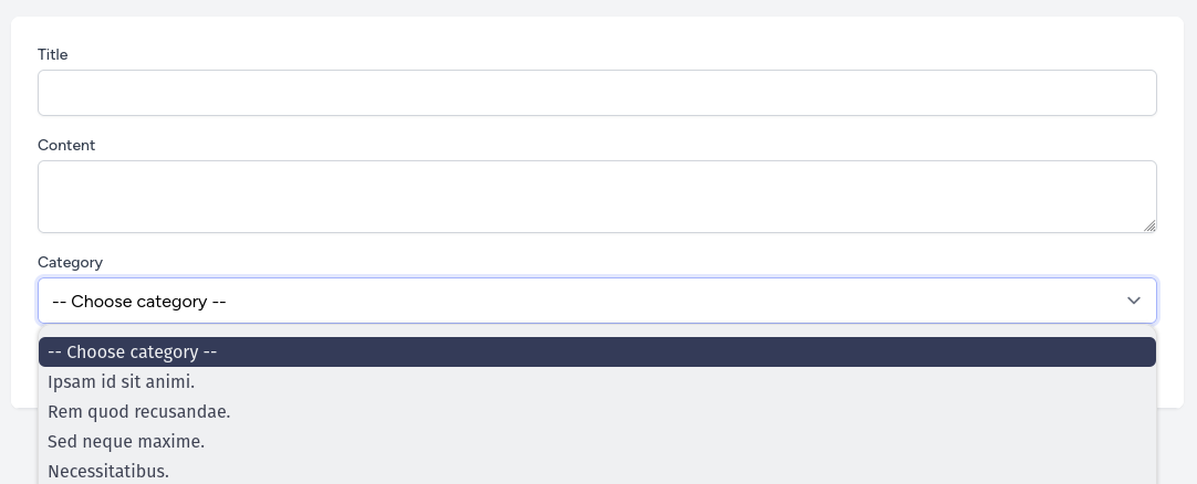 select categories