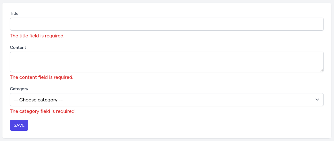 validation errors