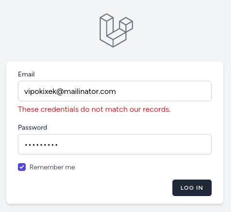 login validation error