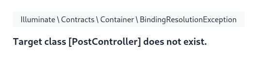Target class Controller does not exist