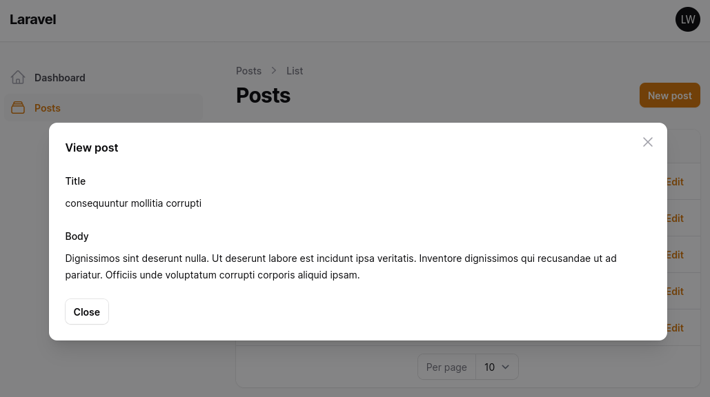 modal view