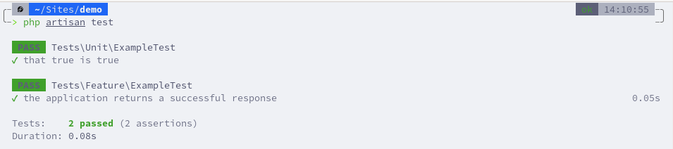 run tests command