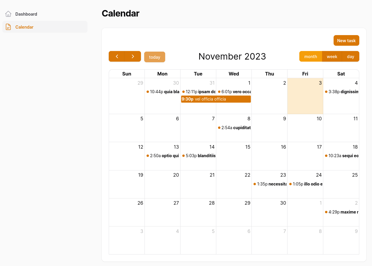 Filament FullCalendar
