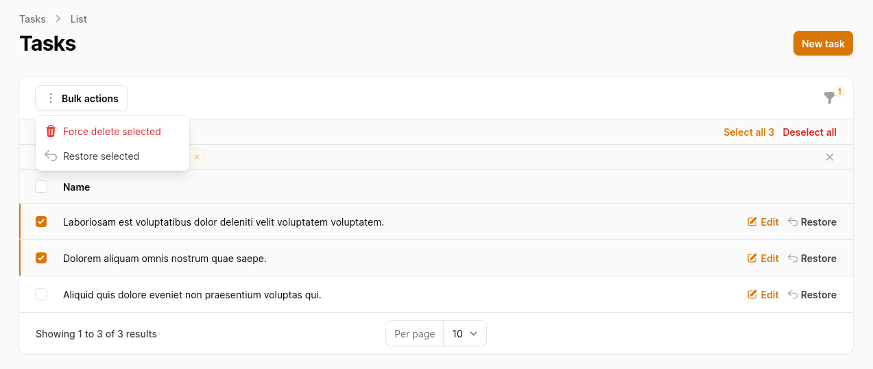 Filament Soft Deletes Table Bulk Force Delete Button
