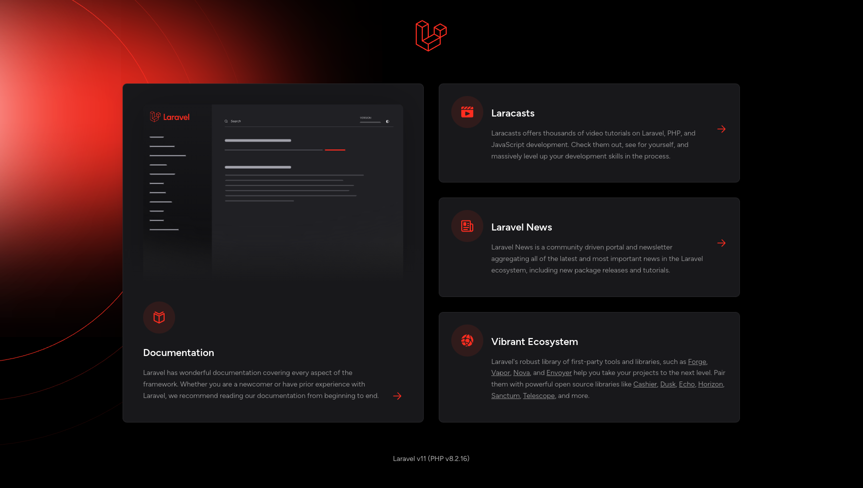 Laravel 11 welcome page dar mode