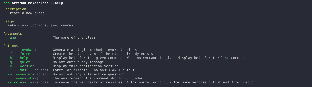 make class command help