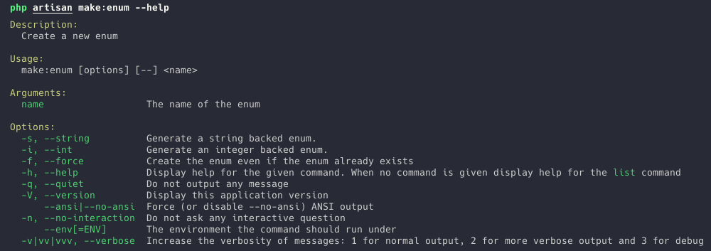 make enum command help