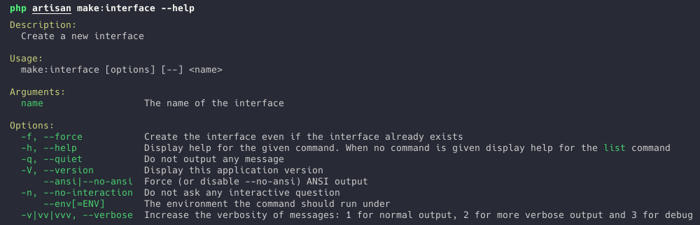 make interface command help
