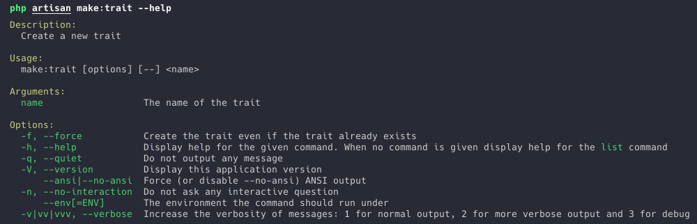 make trait command help